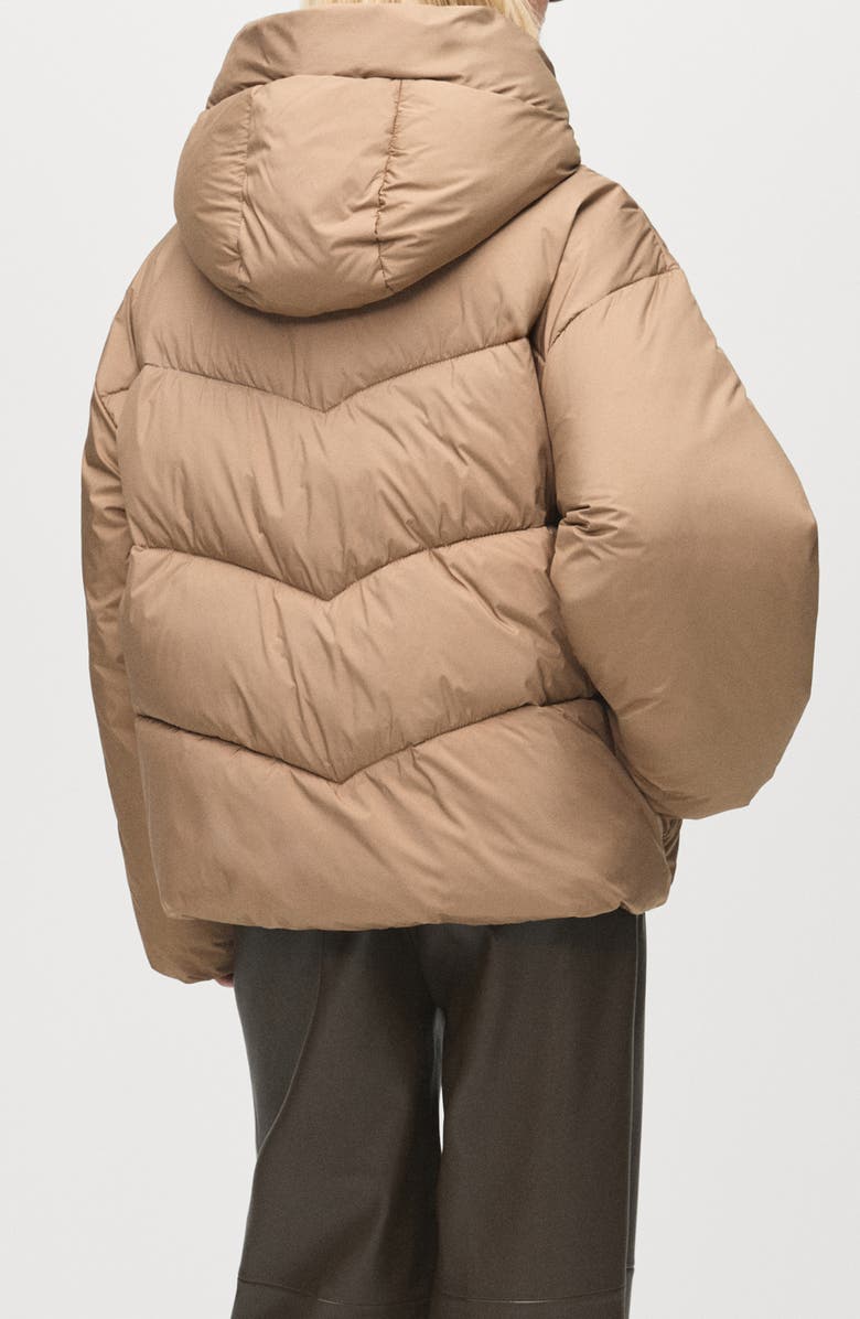 MANGO Oversize Hooded Puffer Jacket, Alternate, color, Beige