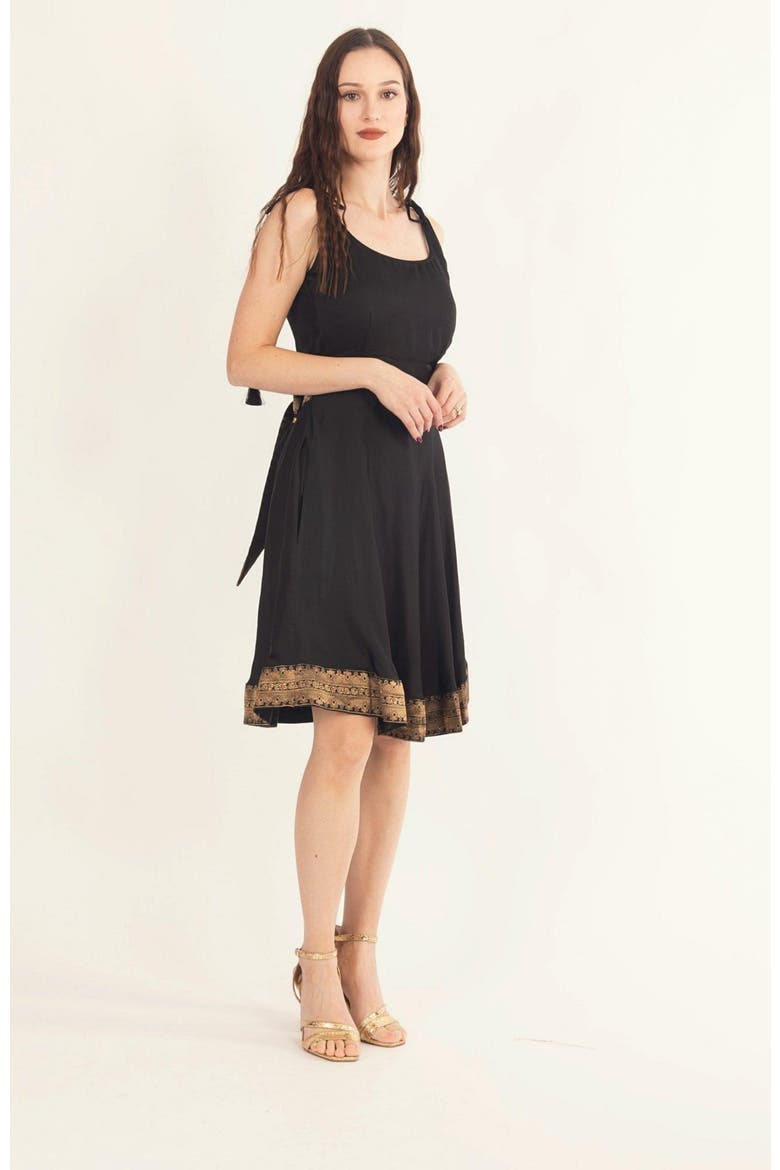 Zila Mini Dress with Bow Tie, Alternate, color, Black
