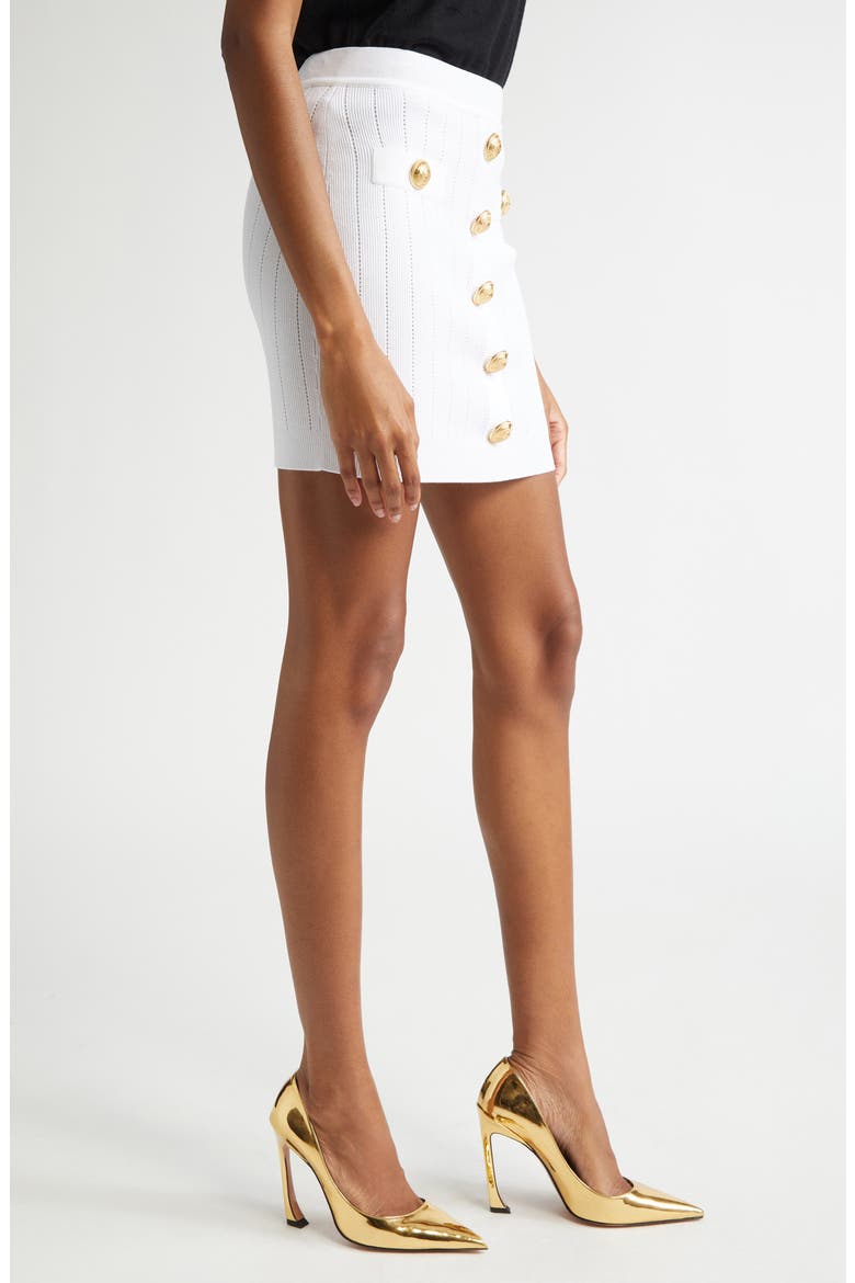 Button Detail Rib Sweater Skirt, Alternate, color, 0FA WHITE