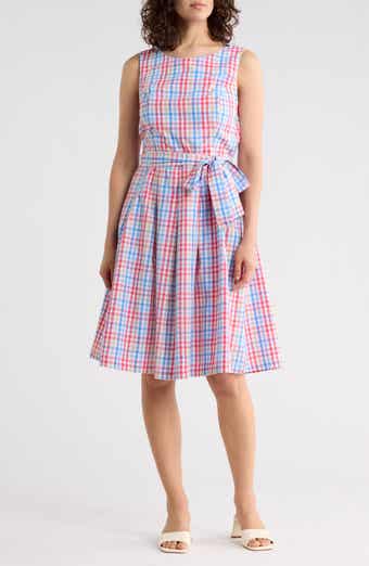 Tommy Hilfiger Gingham Sleeveless Cotton Fit & Flare Dress