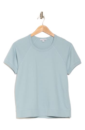 James Perse Short Sleeve Cotton Pullover In Azure