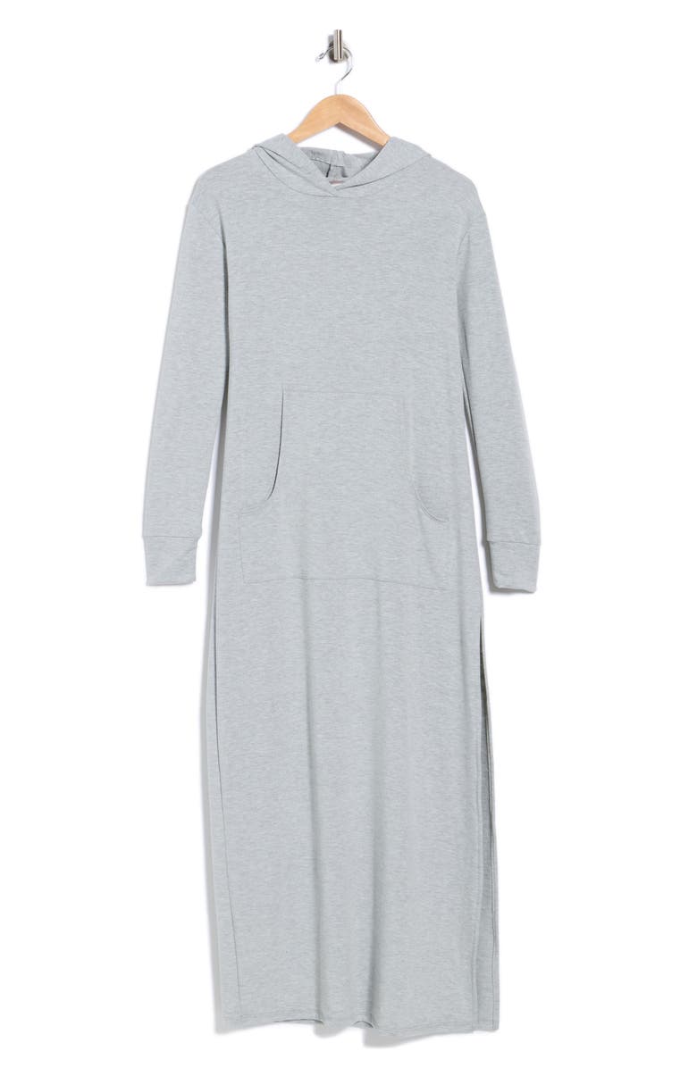 GO COUTURE Hooded Long Sleeve Dress, Main, color, Heather Grey