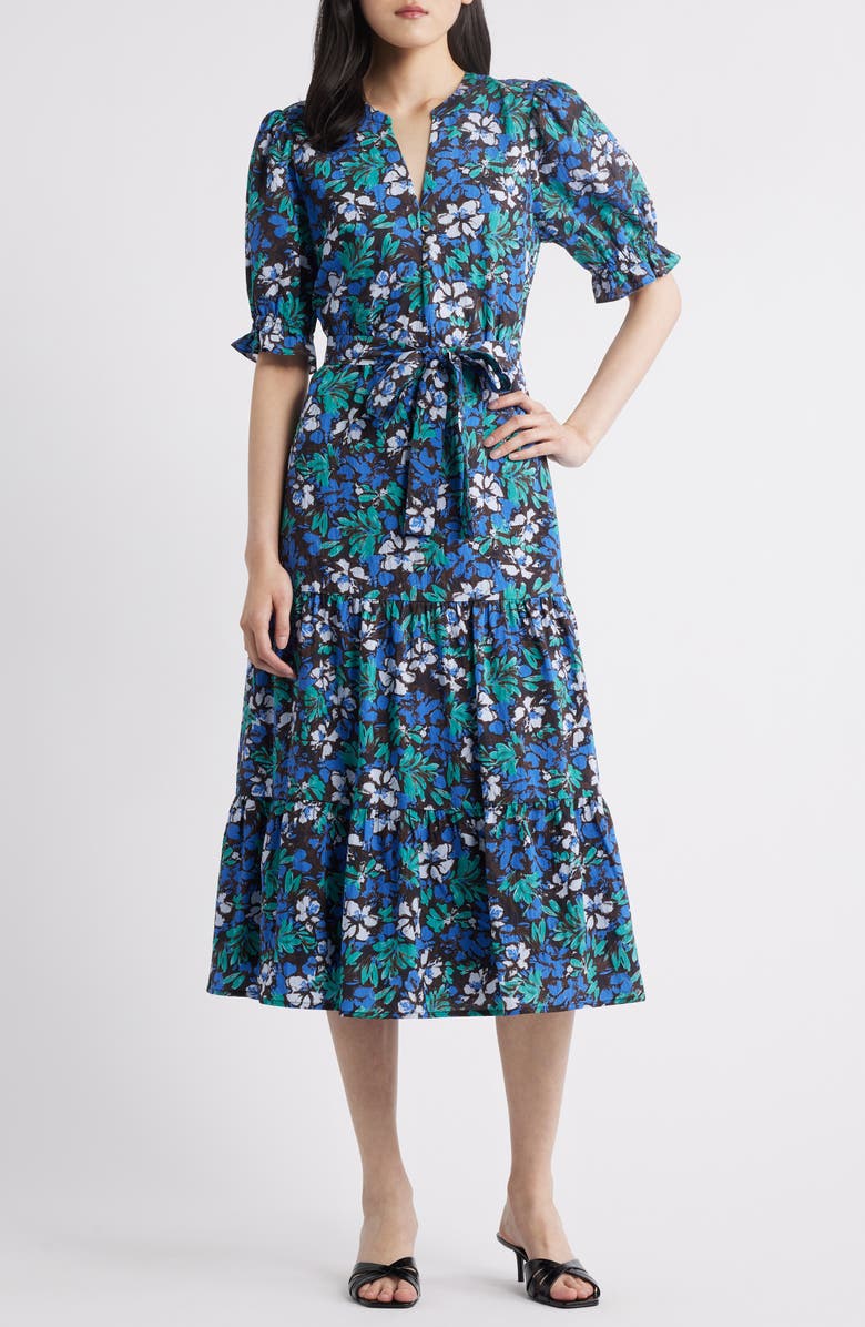 Rails Eliana Floral Tiered Midi Dress, Main, color, Meadowlark