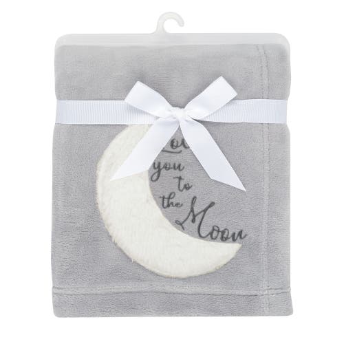 Lambs & Ivy Goodnight Moon Appliqued And Embroidered Fleece Baby Blanket In Gray