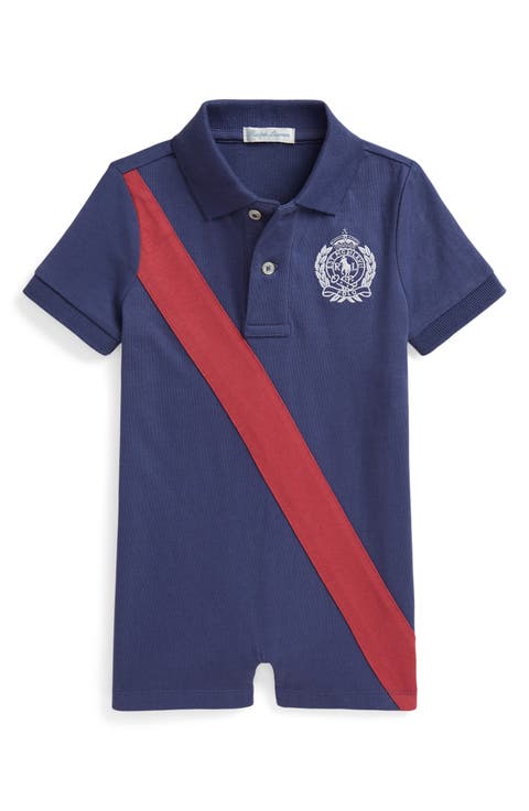 Stripe Cotton Polo Romper (Baby)