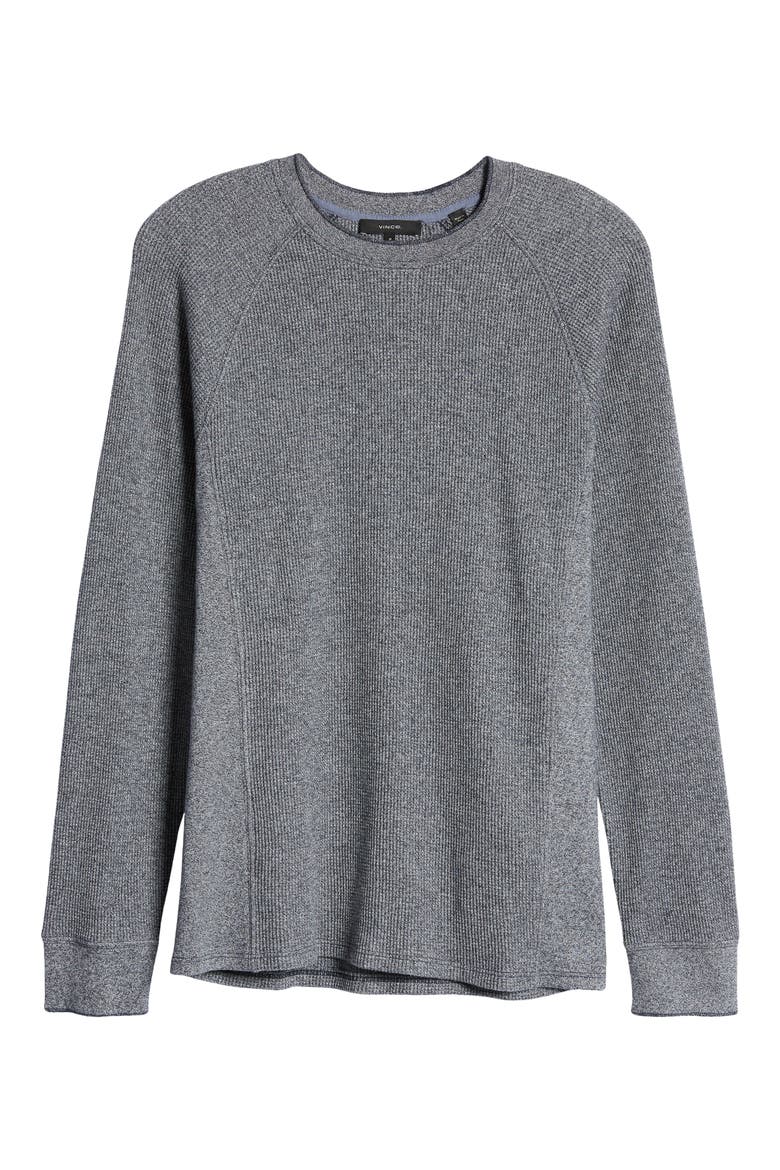 Mouliné Thermal Pima Cotton Long Sleeve Pullover, Alternate, color, COASTAL/ LECHE