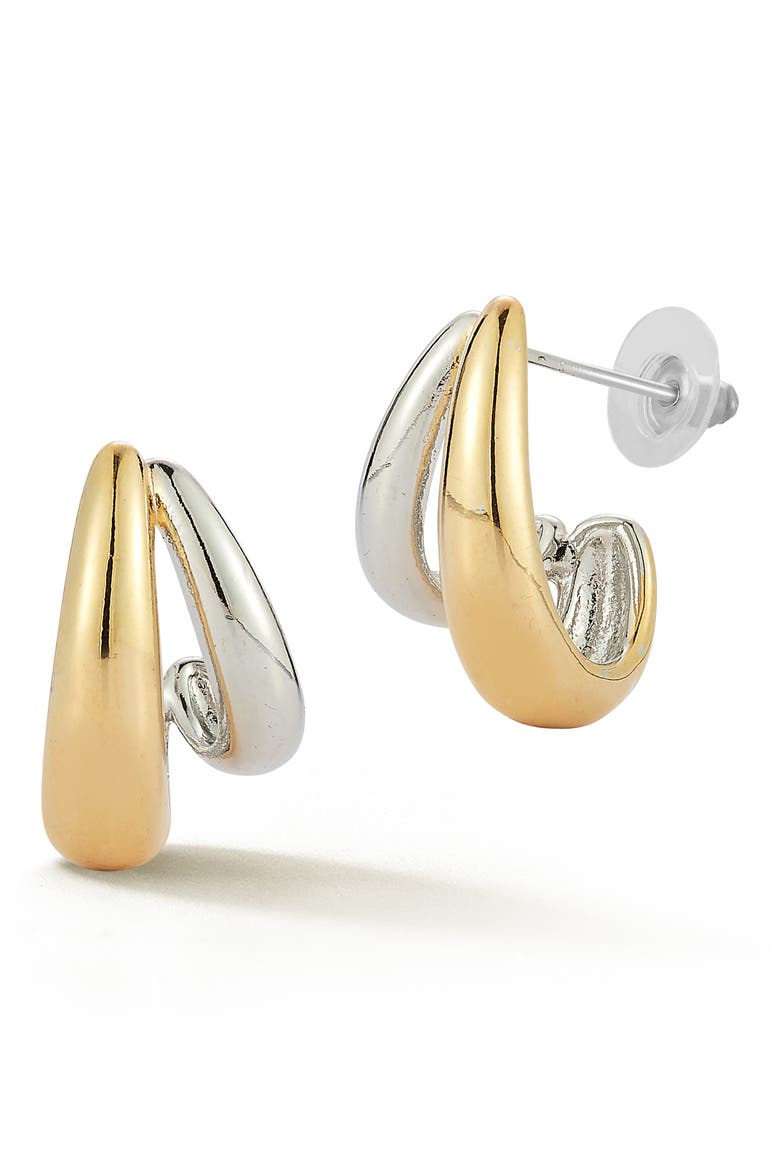 Two-Tone Double Hoop Earrings, Main, color, TWO TONE