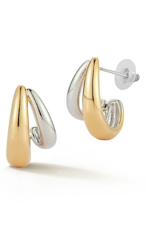 Two-Tone Double Hoop Earrings