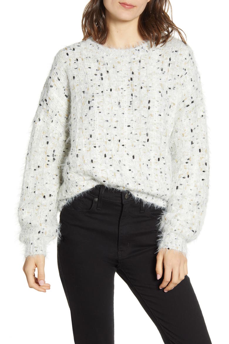 Nisha Fuzzy Speckle Pullover, Main, color, IVORY