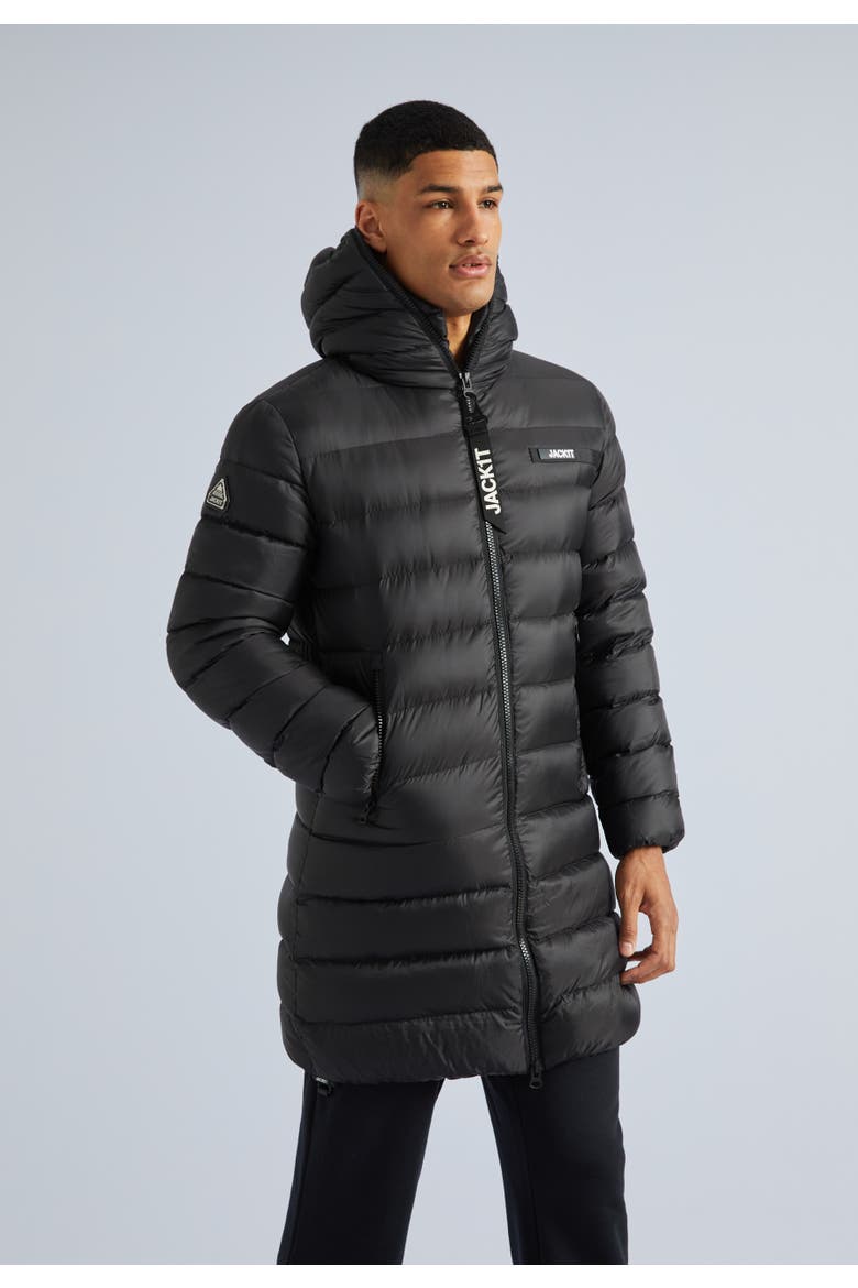 Quilted Longline Puffer Coat, Alternate, color, Black