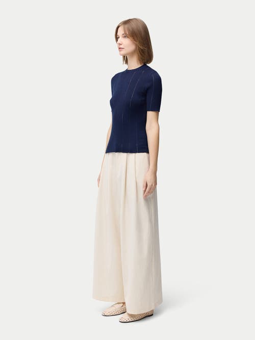 Gobi Mongolian Cashmere Ajour-knit Cashmere Silk Top In Mood Indigo