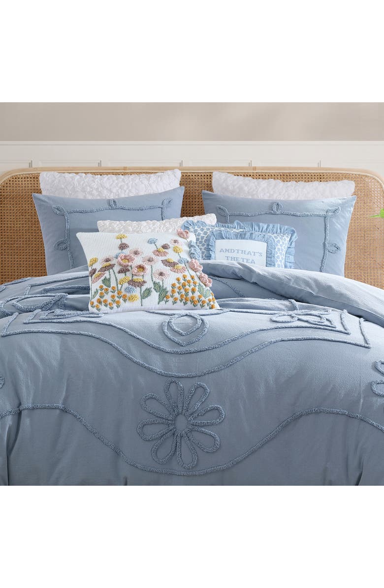 Peri Home Retro Scroll Duvet Cover & Shams Set, Alternate, color, Blue
