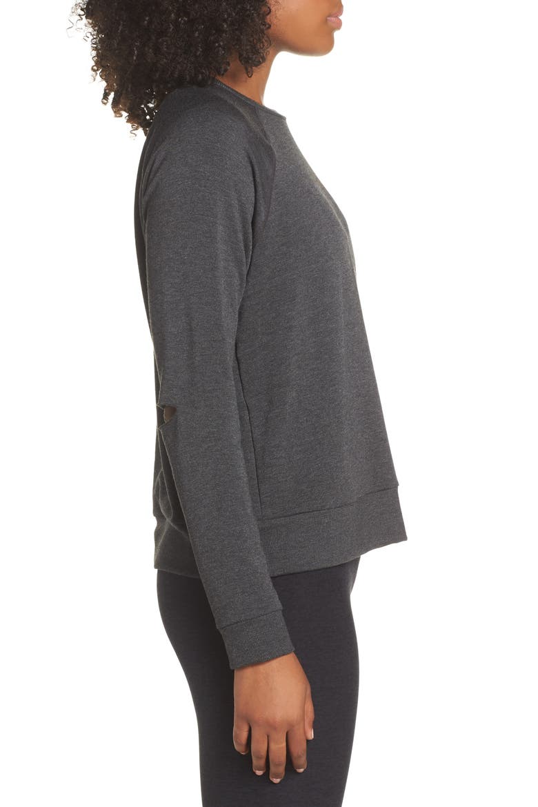 Slashes Raglan Sleeve Sweater, Alternate, color, CHARCOAL HEATHER