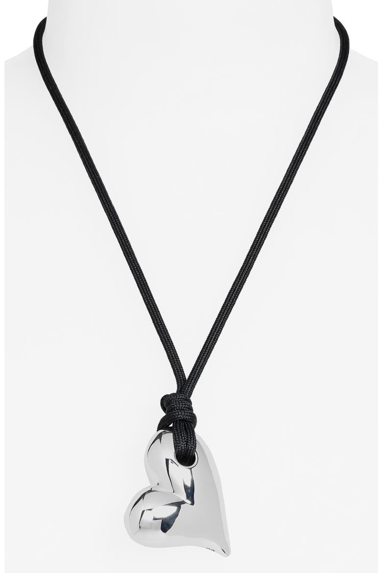 Art Heart on a String Necklace, Alternate, color, HIGH POLISH SILVER