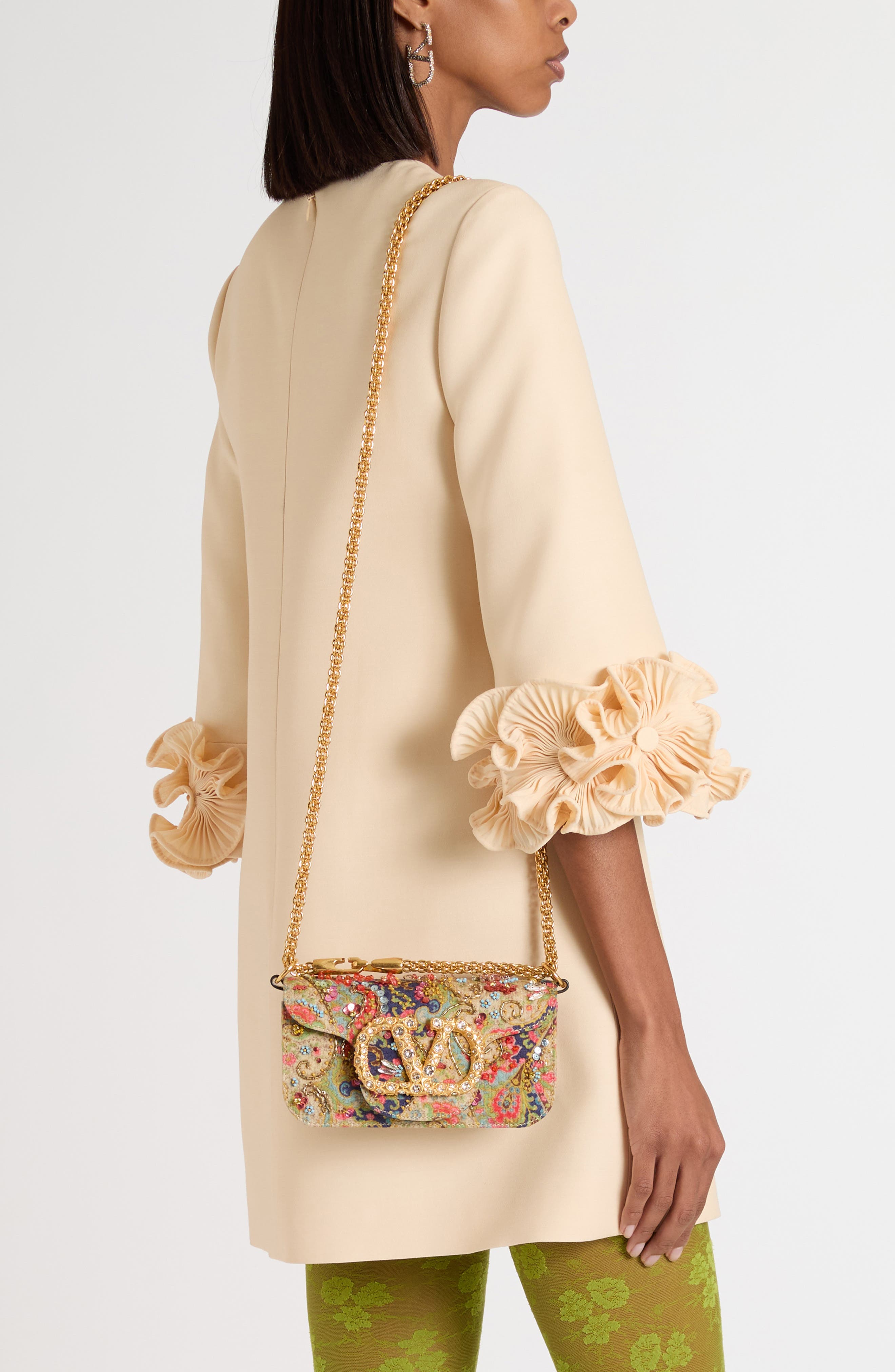 Valentino Garavani Small Locò VLOGO Beaded Paisley Shoulder Bag, Alternate, color, 