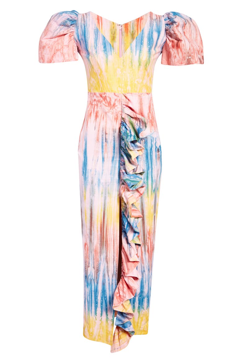 Temi Ruffle Cotton Maxi Dress, Alternate, color, SUNSET MULTI