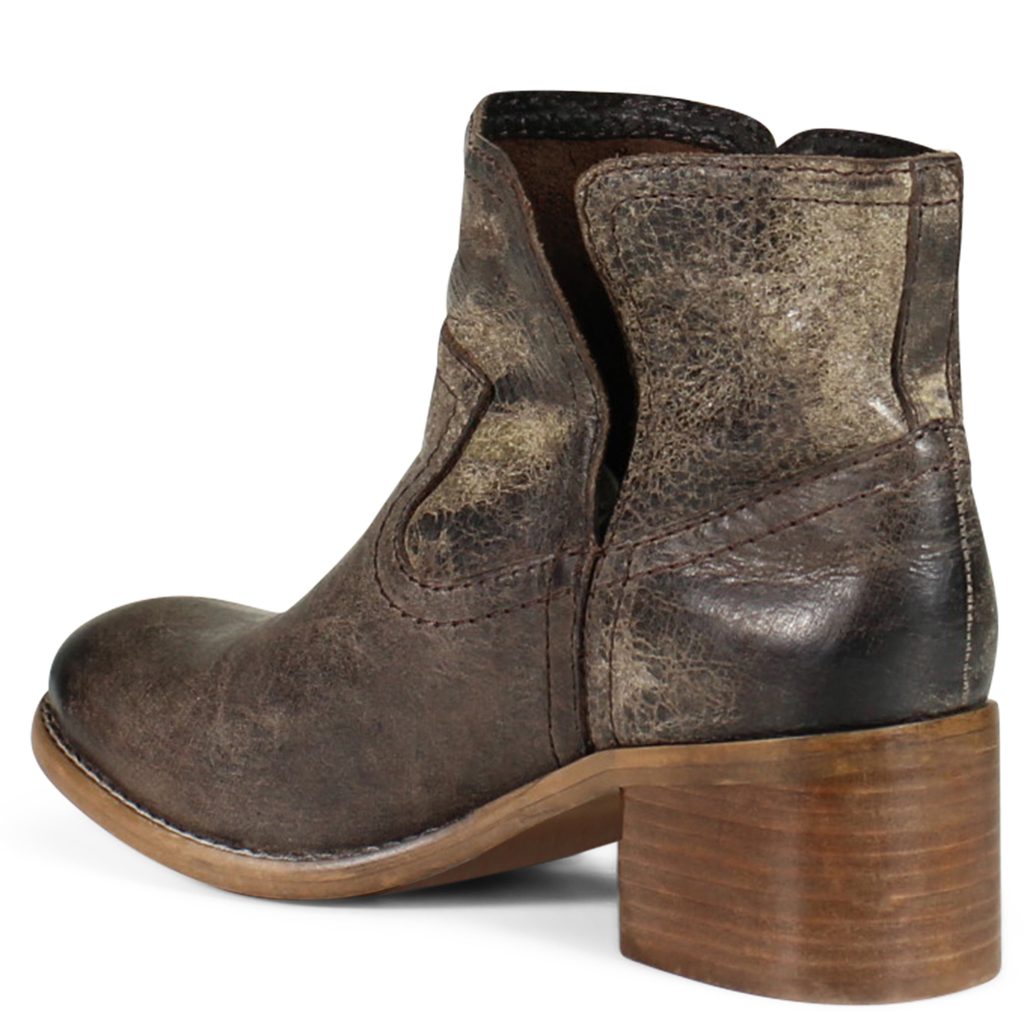 Diba True WALNUT GROVE Distressed Leather Pull-On Western Bootie, Alternate, color, Charcoal