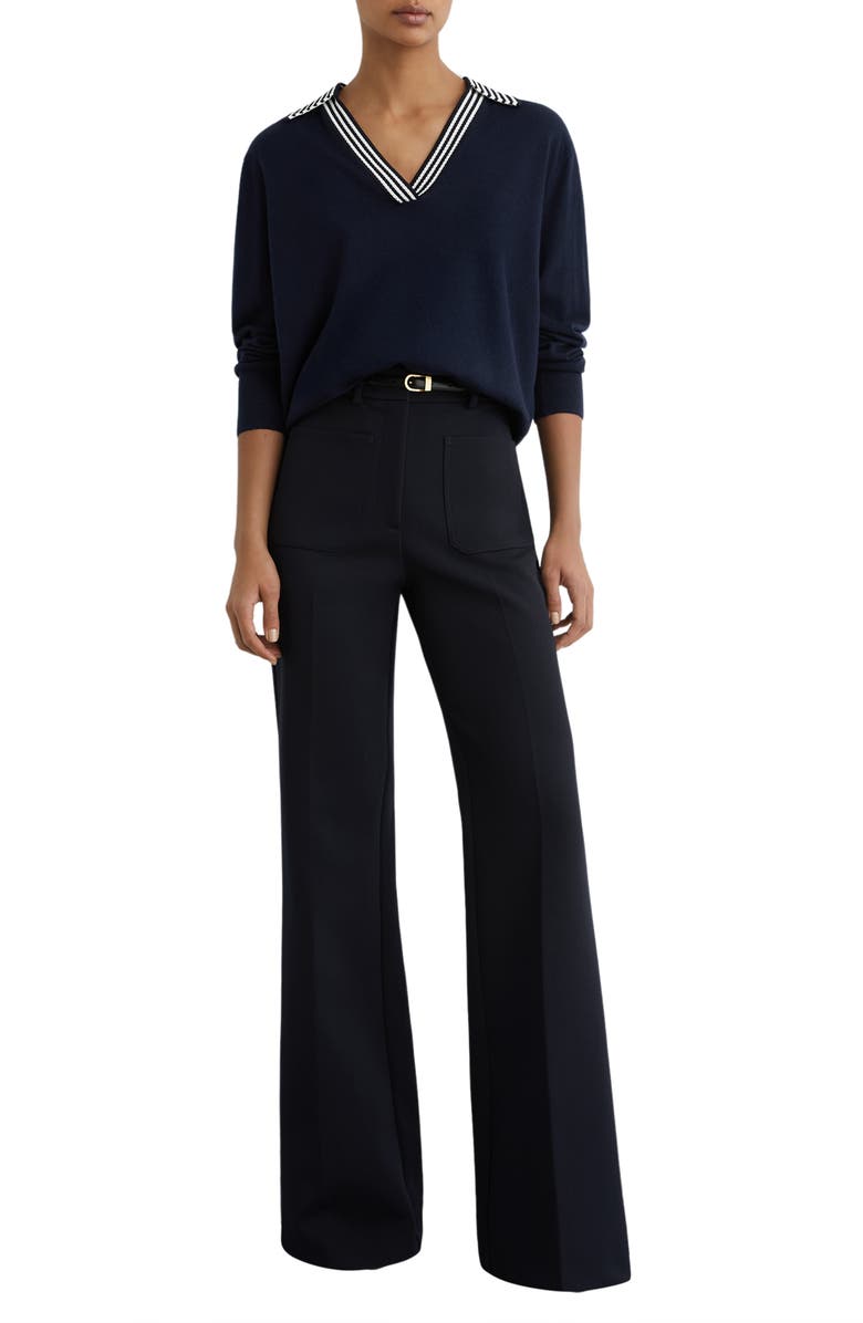 Reiss Nova Stripe Sweater, Alternate, color, Navy/ White