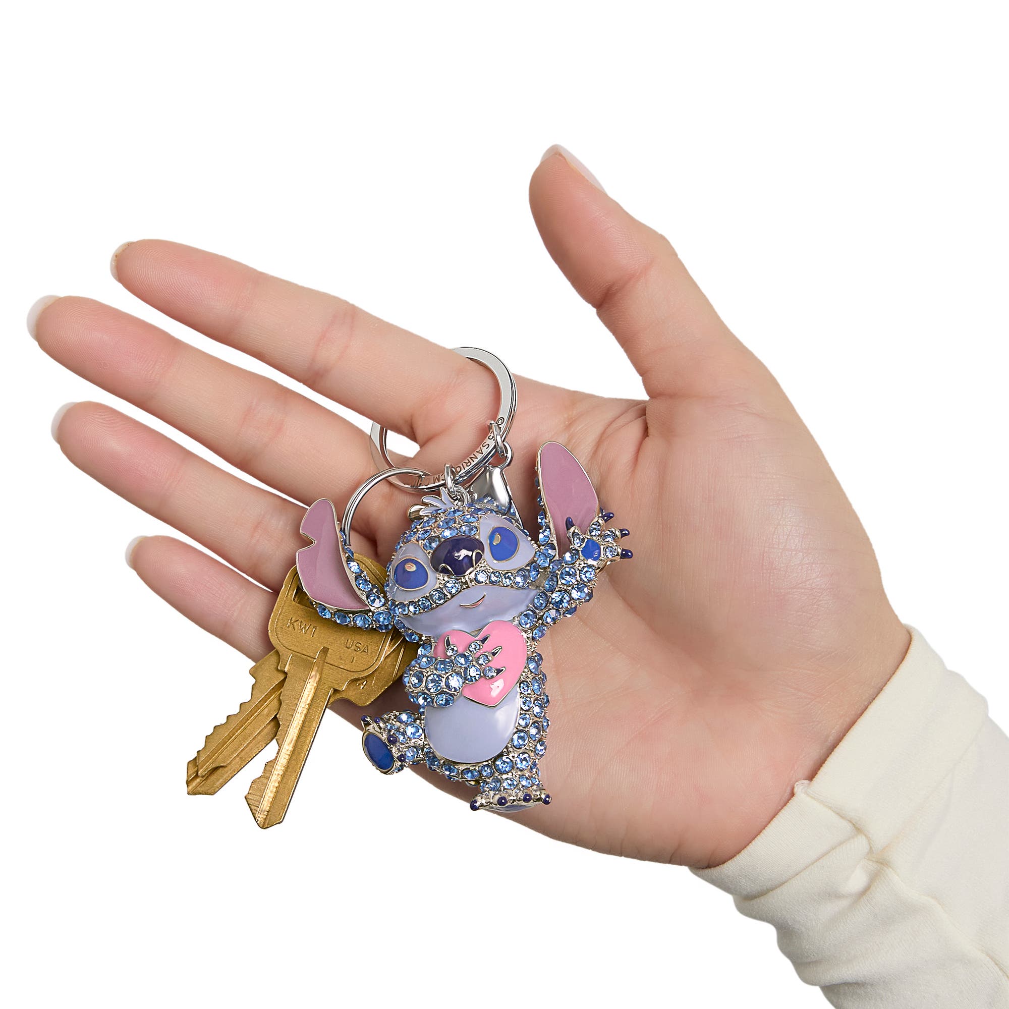 Disney Stitch Sparkle Charm Heart Keychain, Alternate, color, Blue/Pink