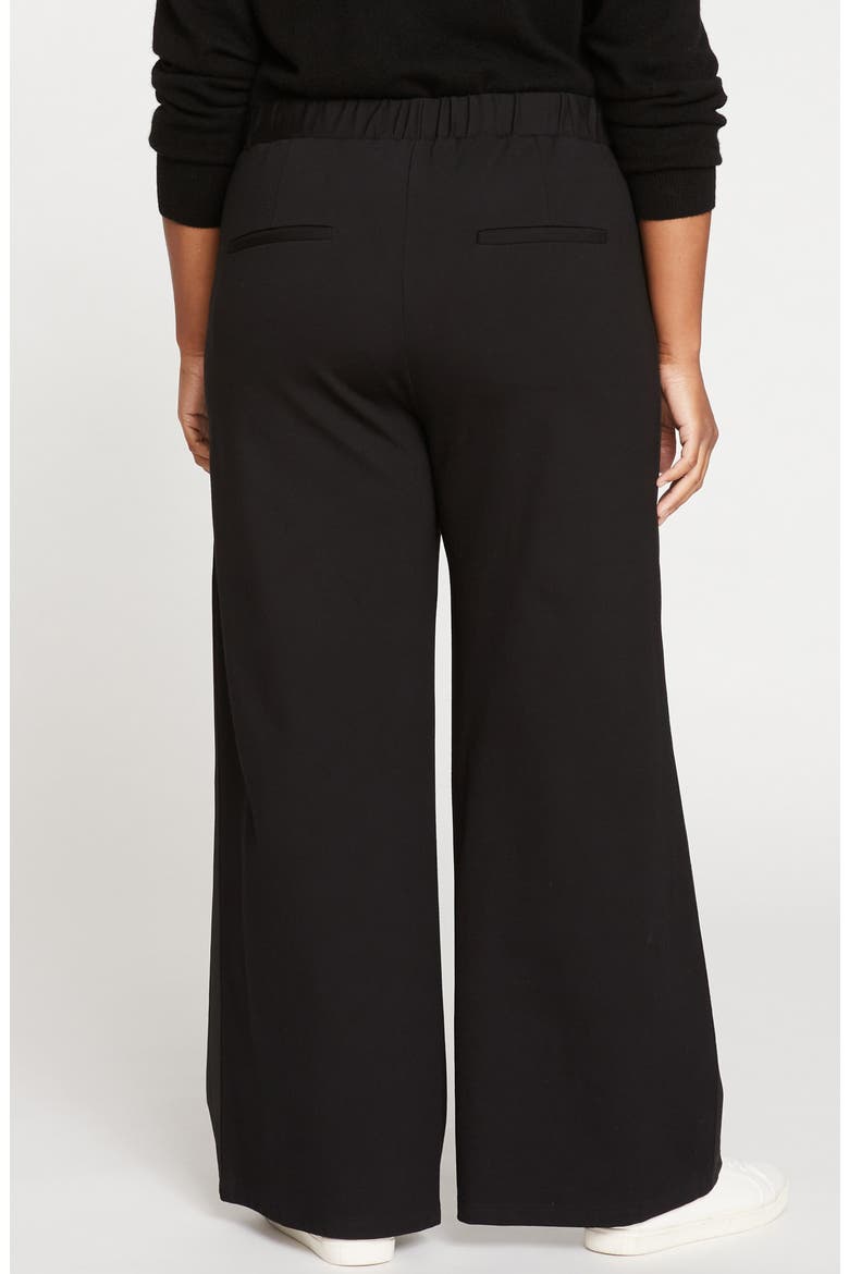Stephanie Ponte Wide Leg Pants, Alternate, color, BLK WITH BLK STRIPE