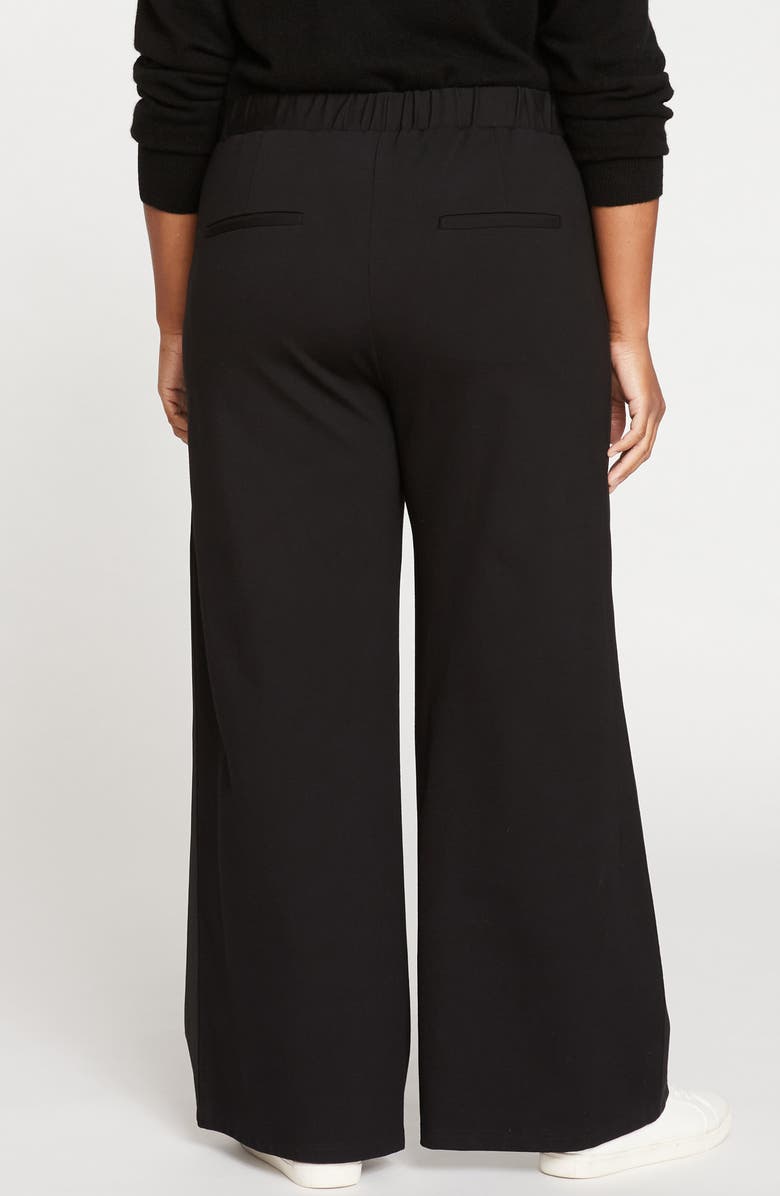 Universal Standard Stephanie Ponte Wide Leg Pants, Alternate, color, Blk With Blk Stripe
