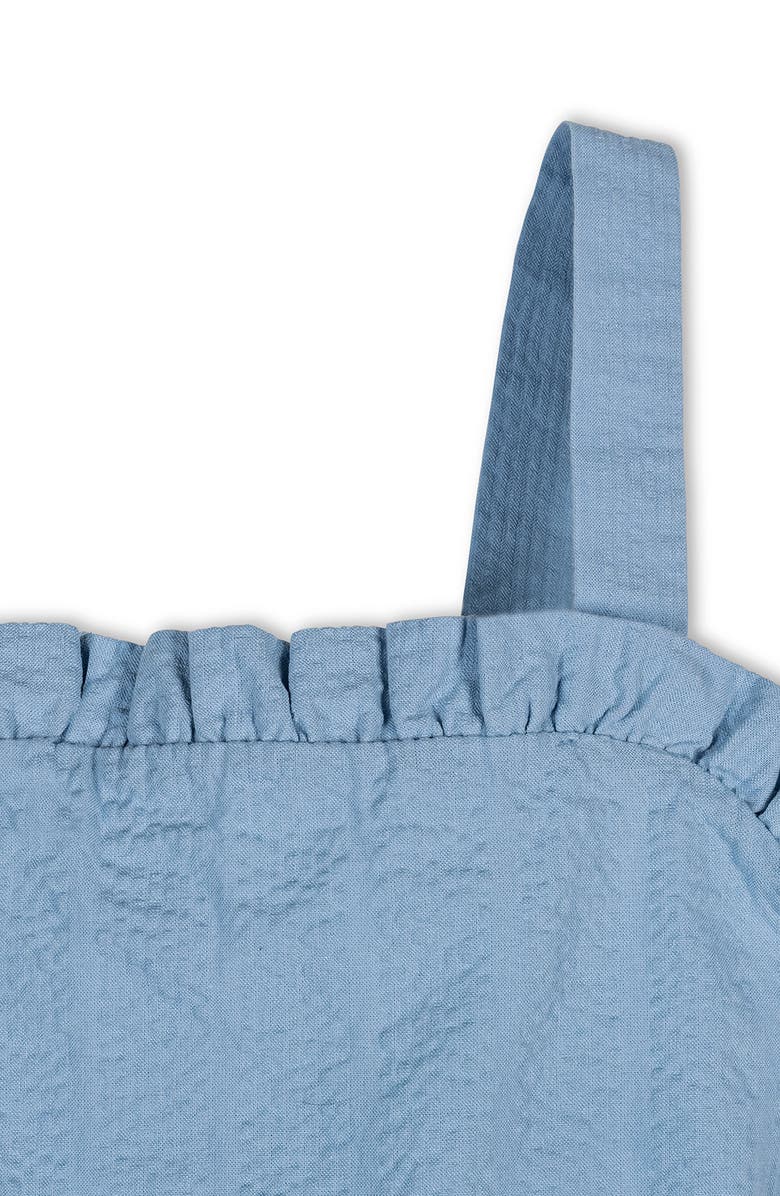 Hope & Henry Kids' Organic Ruffle Edge Seersucker Apron Dress, Alternate, color, Bluebell