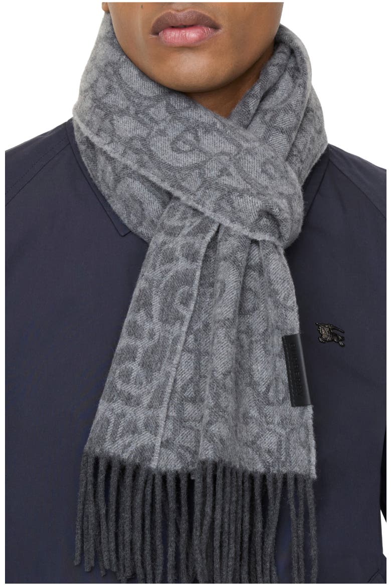 B Charm Cashmere Scarf, Main, color, Iron grey