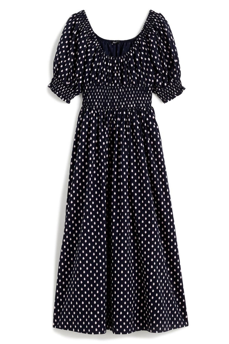 Shibori Dot Smocked Waist Midi Dress, Alternate, color, SHIBORI DOT