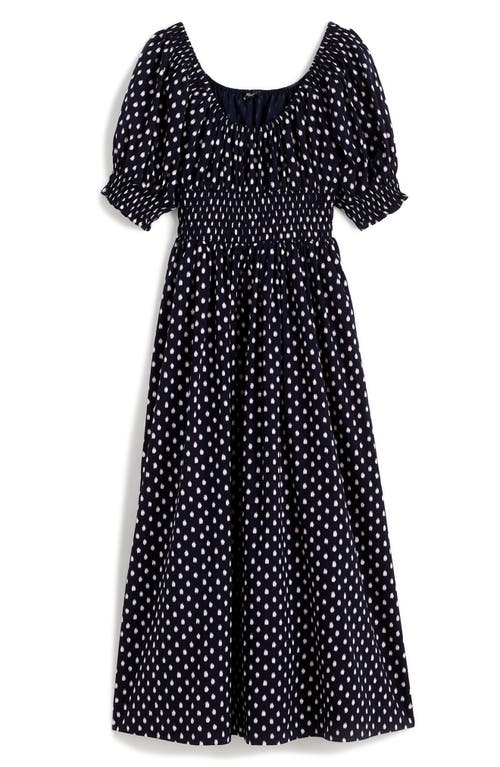 Shop Madewell Shibori Dot Smocked Waist Midi Dress
