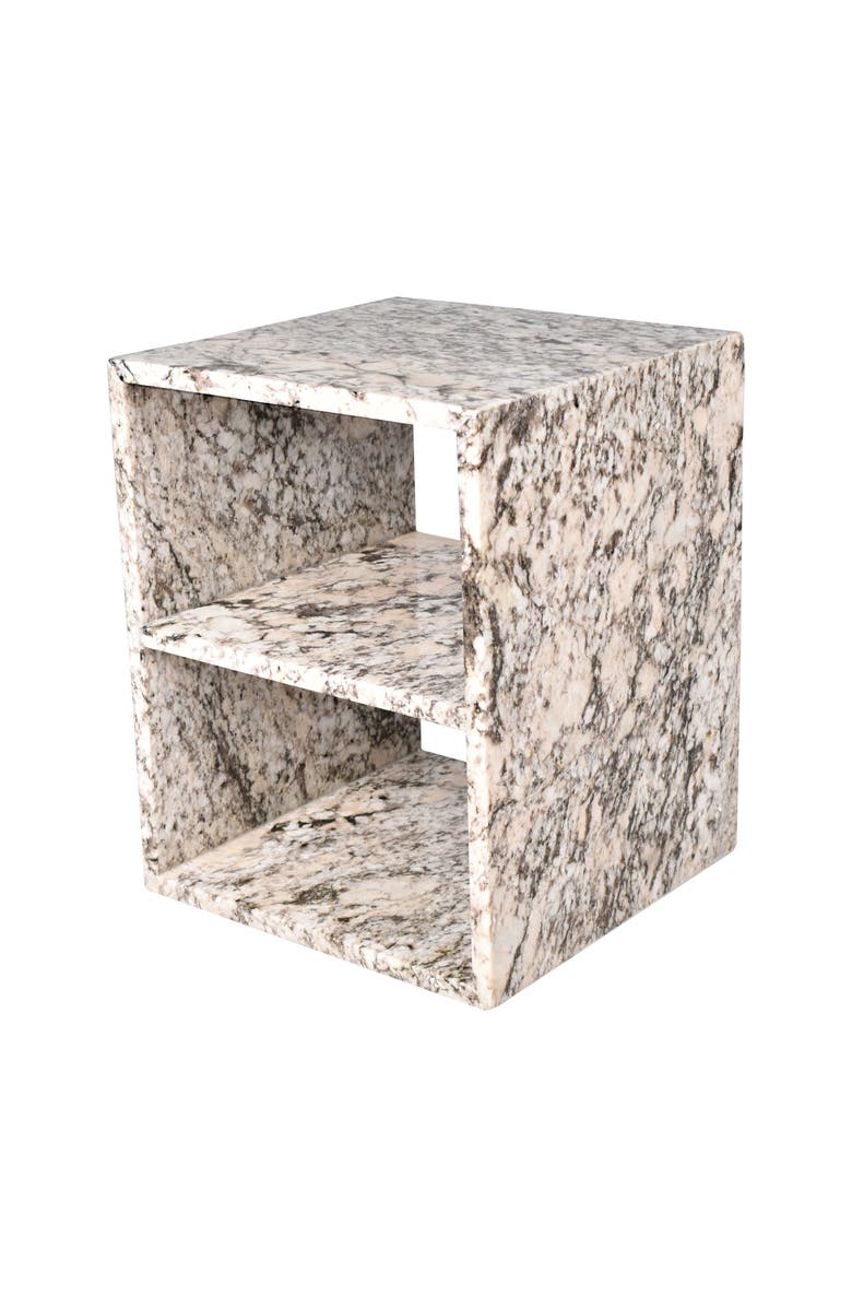 JONATHAN Y Sloane 20" Modern Natural Marble Handmade Rectangular 2-Shelf End Table, Main, color, Beige/Dark Taupe