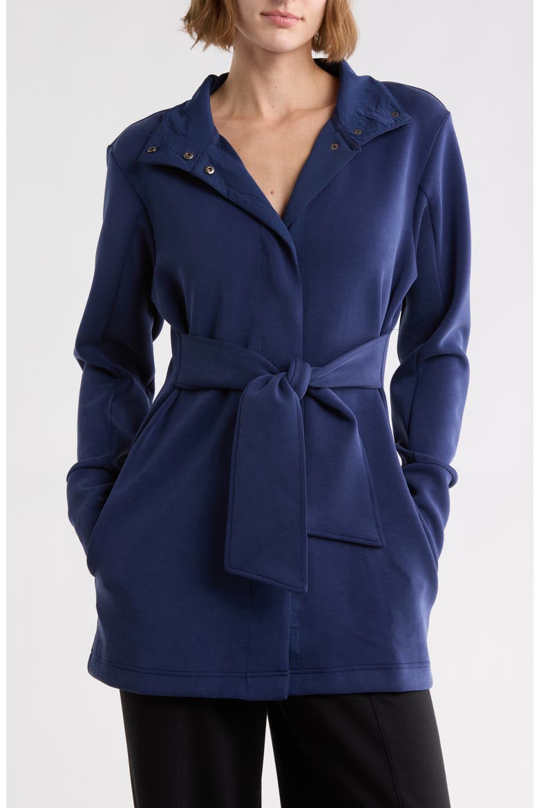 Softlite Funnel Neck Belted Cardigan, Main, color, NAVAL ACADEMY