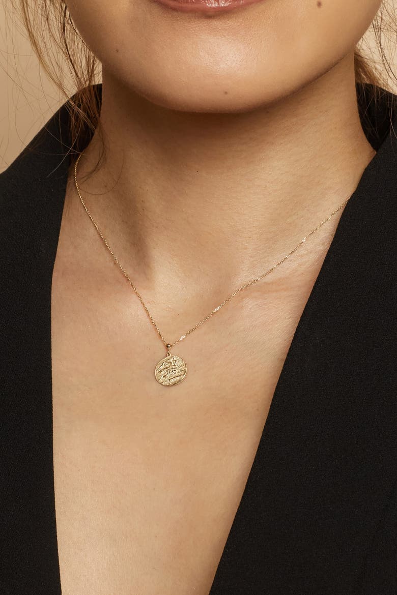14K Yellow Gold Greek Lion Medallion Necklace, Alternate, color, Yellow Gold
