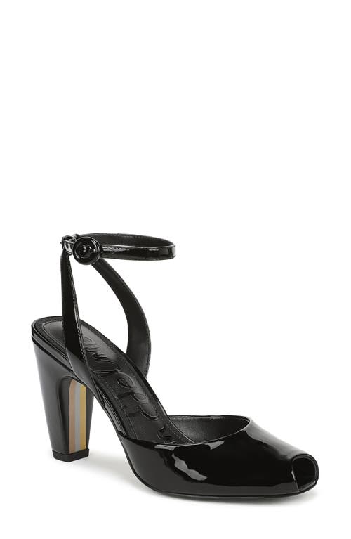 Sam Edelman Wrenna Ankle Strap Peep Toe Pump In Black