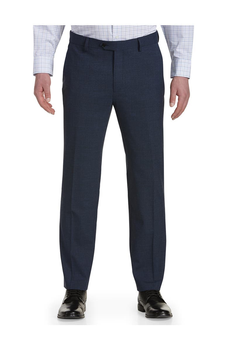 Synrgy by DXL Performance Mélange Flat-Front Suit Pants, Main, color, Blue