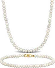 Julianna B. 2-Piece Set Cultured Pearl Necklace & Bracelet 14k