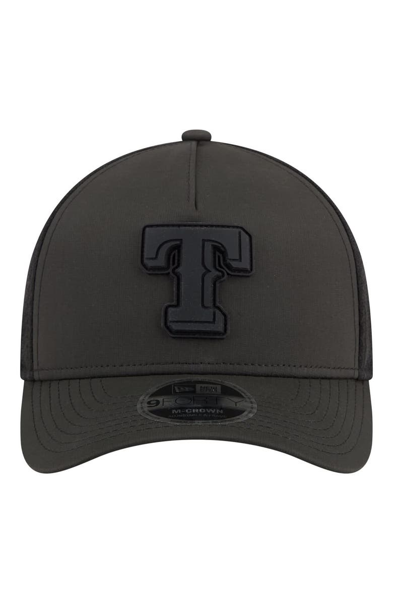 New Era Men's New Era Black Texas Rangers Badged M-Crown A-Frame 9FORTY Trucker Adjustable Hat, Alternate, color, Black