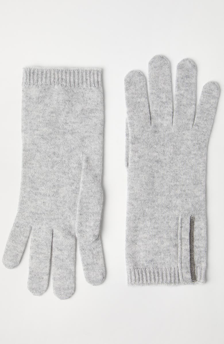 Brunello Cucinelli Knit gloves, Alternate, color, Light Grey