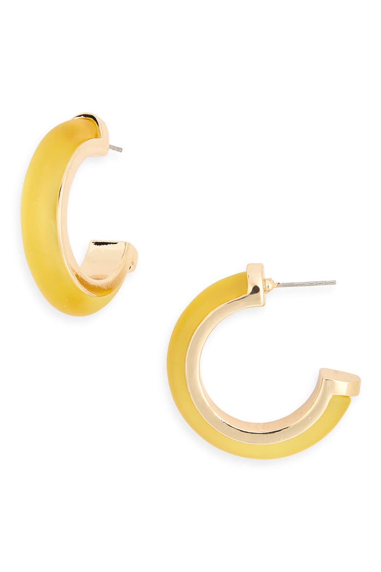 Frosted Resin Hoop Earrings, Main, color, YELLOW- GOLD