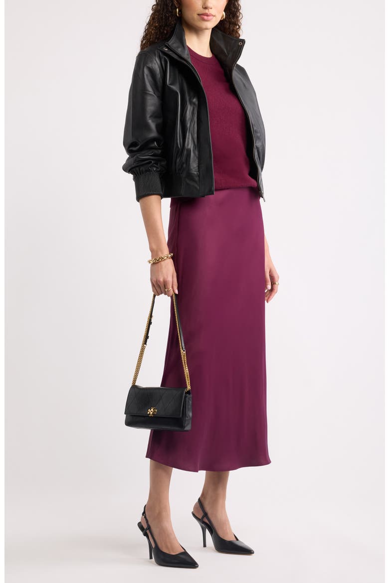 Bias Cut Satin Midi Skirt, Alternate, color, BURGUNDY FIG