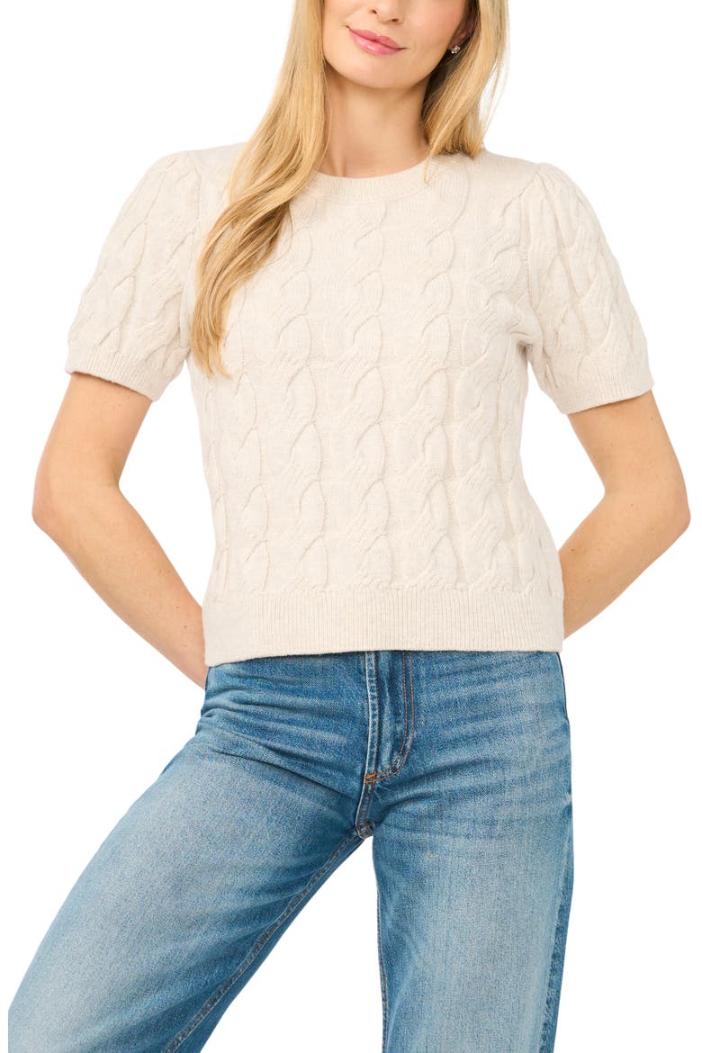 Cotton Blend Cable Knit Sweater, Main, color, SUGAR