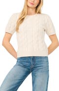 CeCe Cotton Blend Cable Knit Sweater