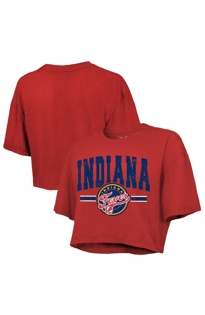 Majestic Threads Women's Majestic Threads Red Indiana Fever Chalk Stripe Boxy Crop Top, Main, color, Red