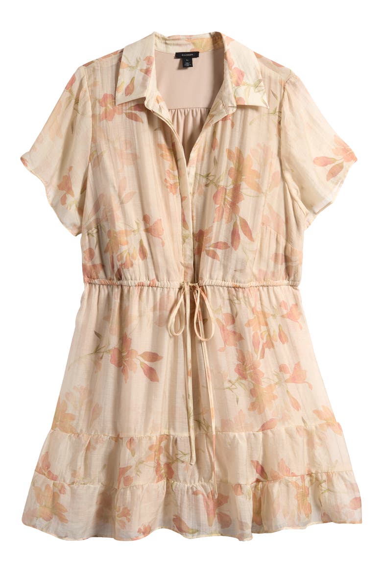 Floral Print Short Sleeve Dress, Alternate, color, SILVER PINK