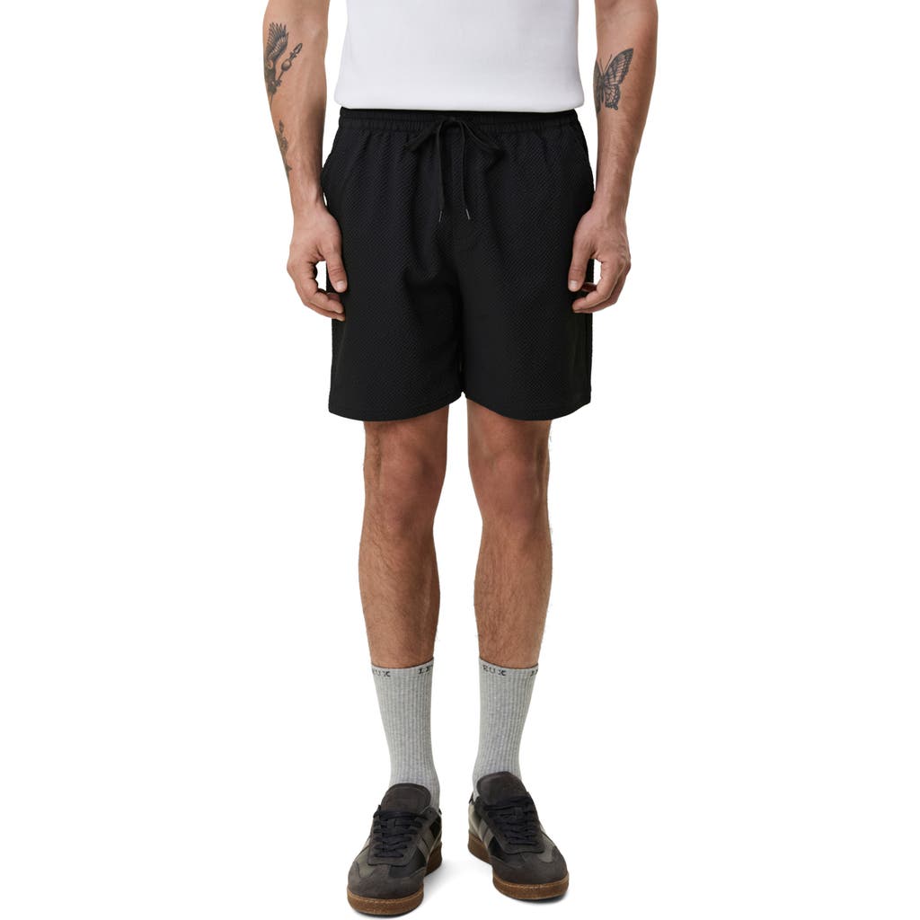 Les Deux Seersucker Swim Trunks In Tap Shoe Black