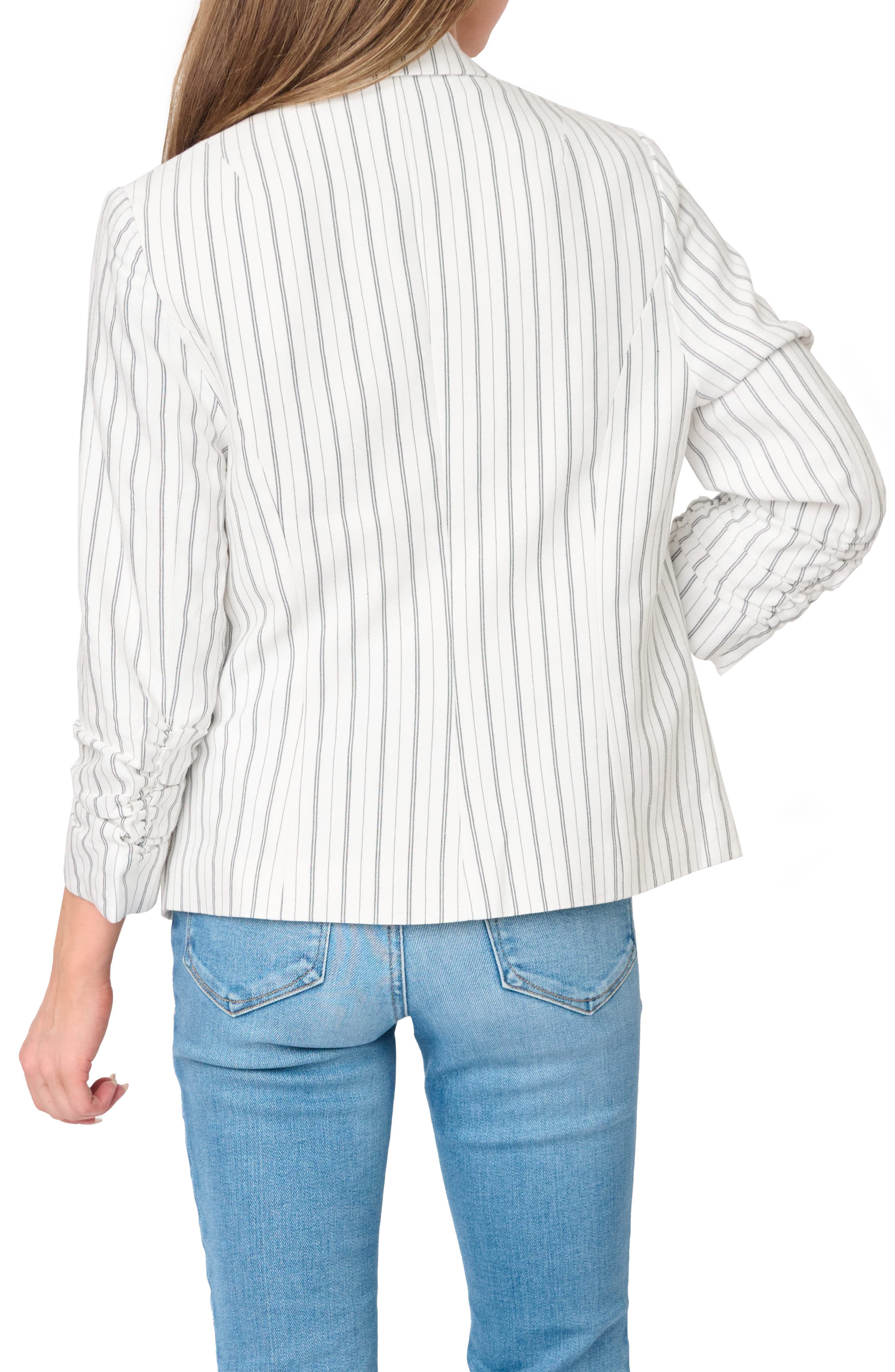 Pinstripe Ruched Sleeve Blazer - image 2