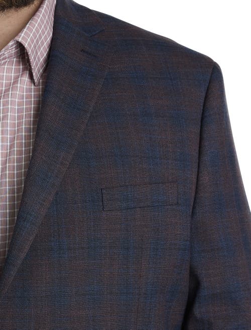 Michael Kors Big & Tall Plaid Sport Coat In Plum