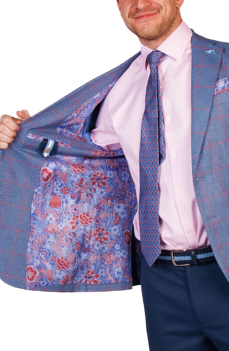TailorByrd Textured Yarn Dyed Windowpane Sport Coat, Alternate, color, Blue