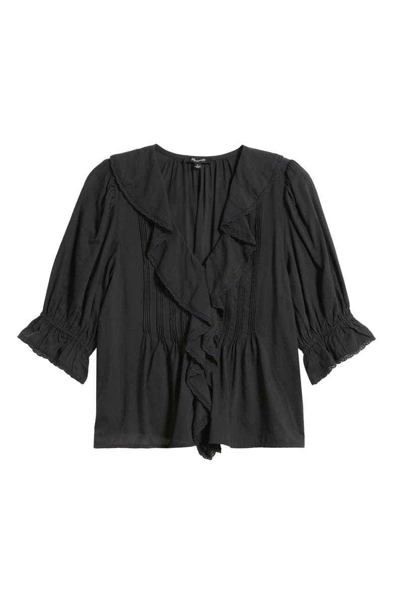 Madewell Ruffled Puff-Sleeve Top, Alternate, color, Jet Black