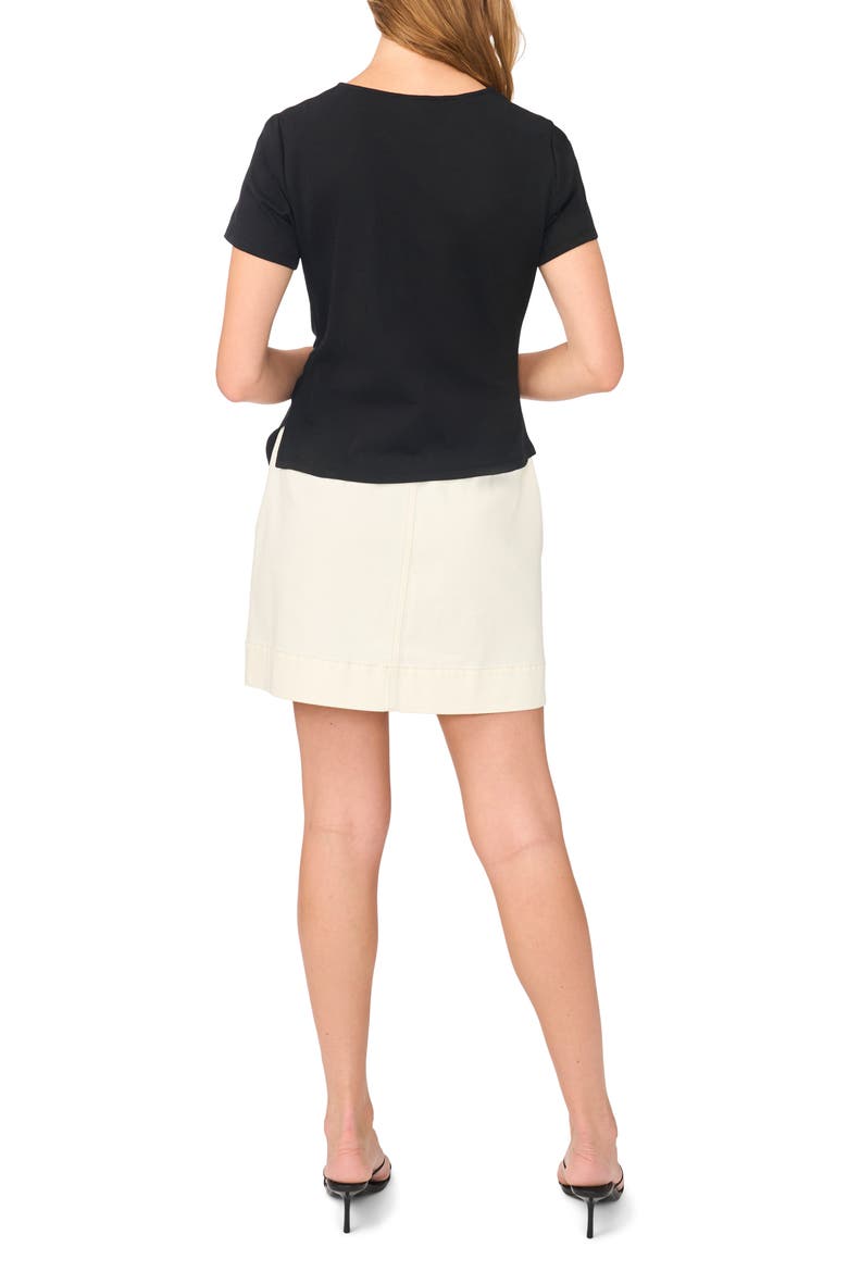 Asymmetric Side Ruched Short Sleeve Top, Alternate, color, RICH BLACK