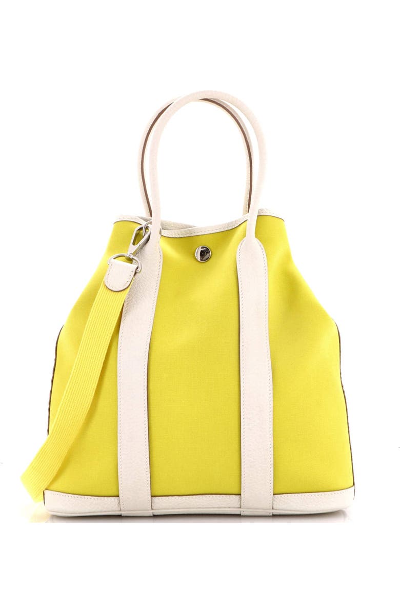 Pre-Owned Hermes Garden File Tote Toile and Leather 28, Main, color, Lime